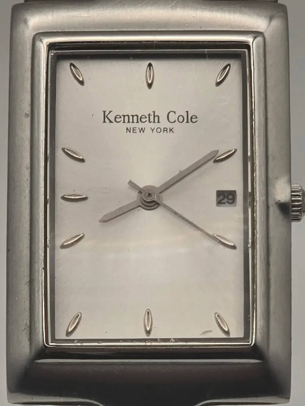 Kenneth Cole New York Rectangular Watch, Silver Tone